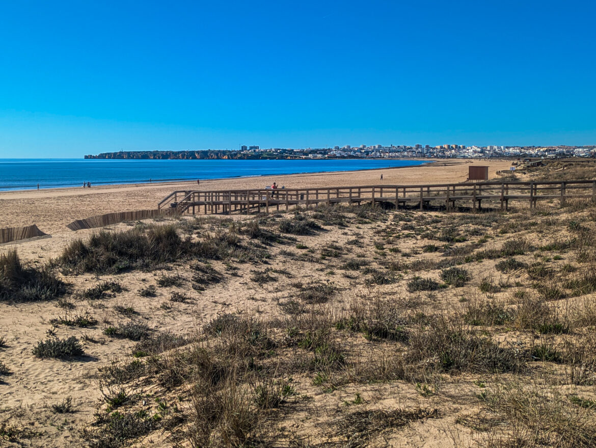Meia Praia towards Lagos View of Meia Praia towards Lagos, Algarve, Portugal