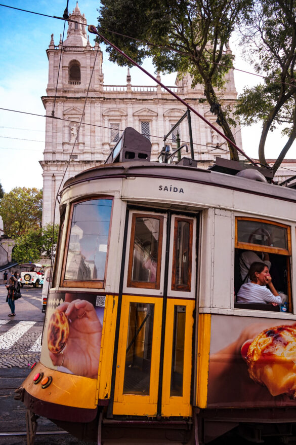 Tram in front of Igreja de São Vicente de Fora Tram in front of Igreja de São Vicente de Fora, Lisboa, Portugal
